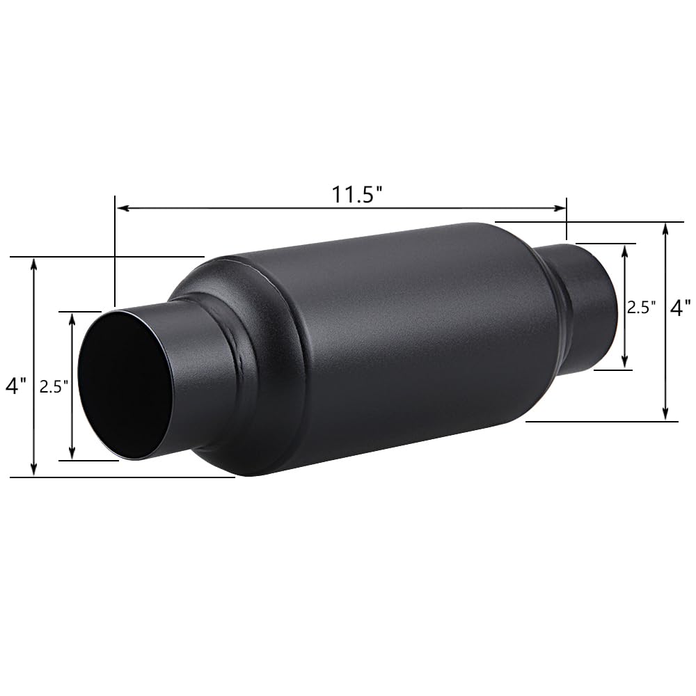 3" inlet/Outlet 12" Overall Length Stainless Steel Performance Muffler, Polished, Straight Through Design, Deep Tone