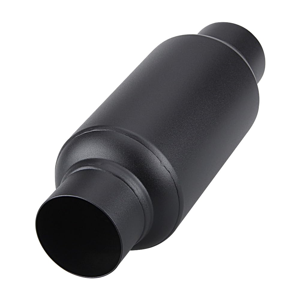 3" inlet/Outlet 12" Overall Length Stainless Steel Performance Muffler, Polished, Straight Through Design, Deep Tone