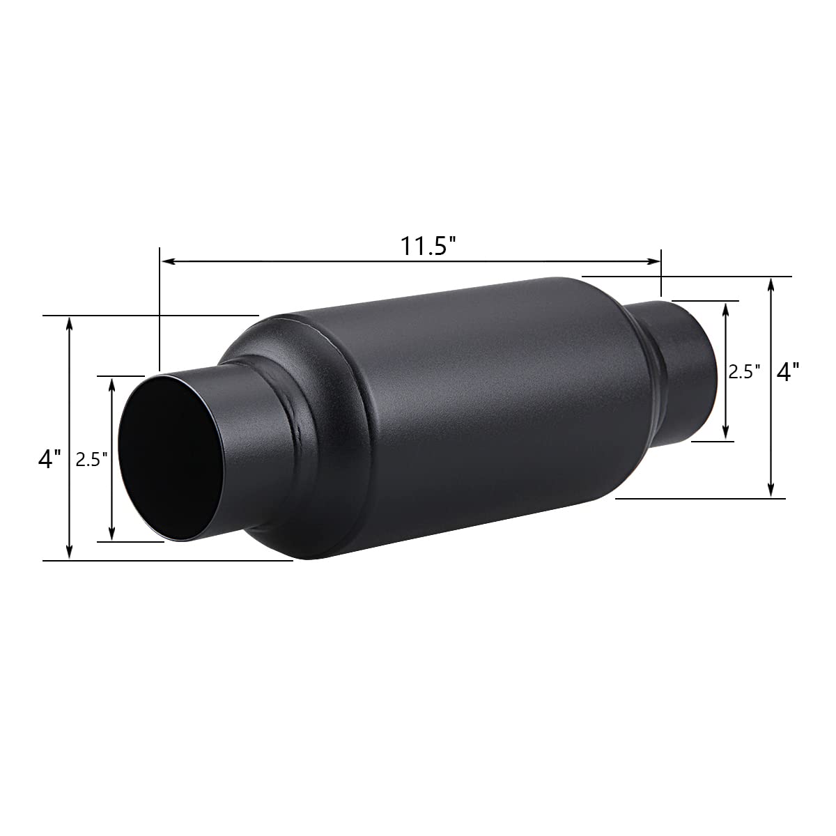 3" inlet/Outlet 12" Overall Length Stainless Steel Performance Muffler, Polished, Straight Through Design, Deep Tone