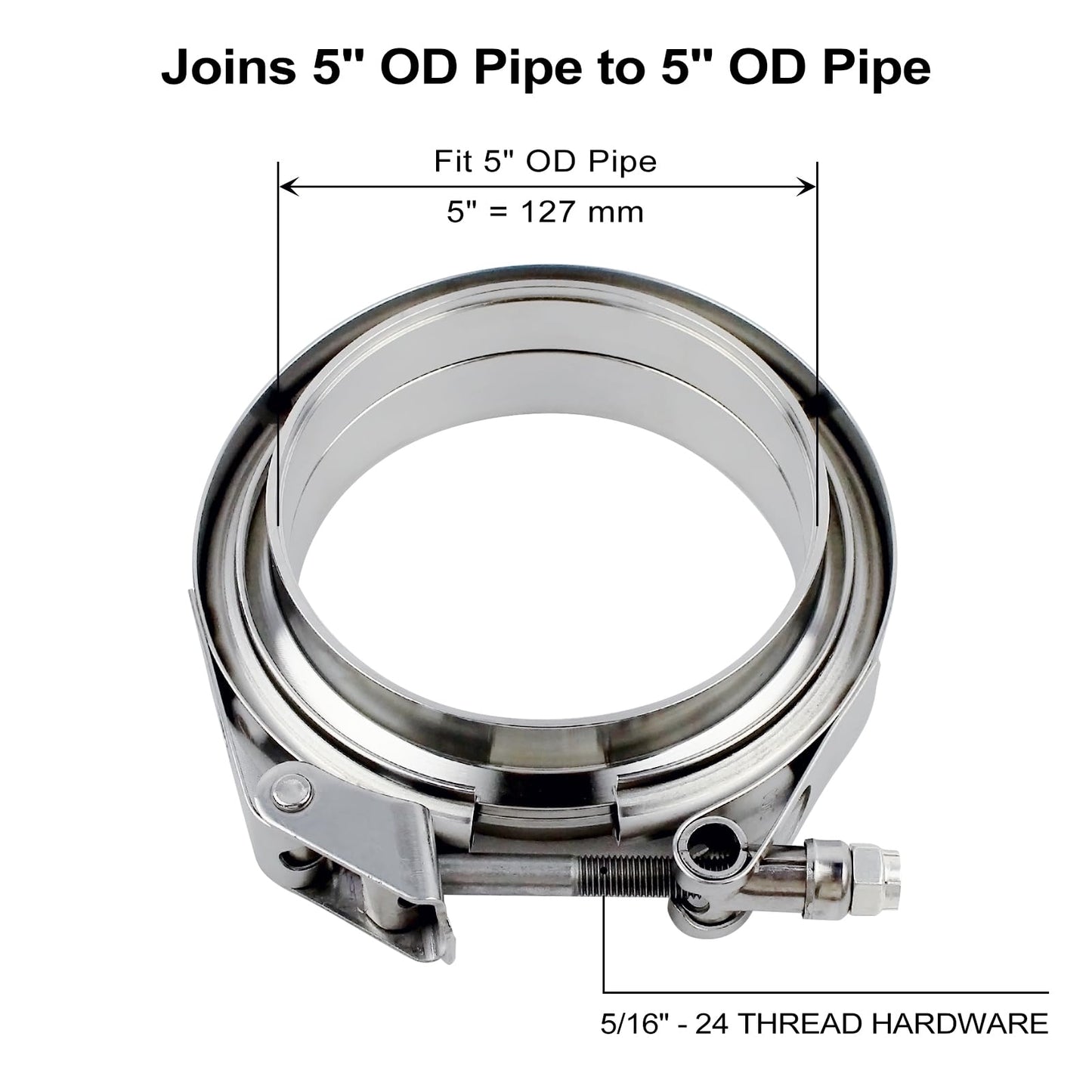 3 inch V Band Clamp - 2 sets of Quick Release Vband Exhaust Clamp with Flange Stainless Steel (3" - 2 Pack)