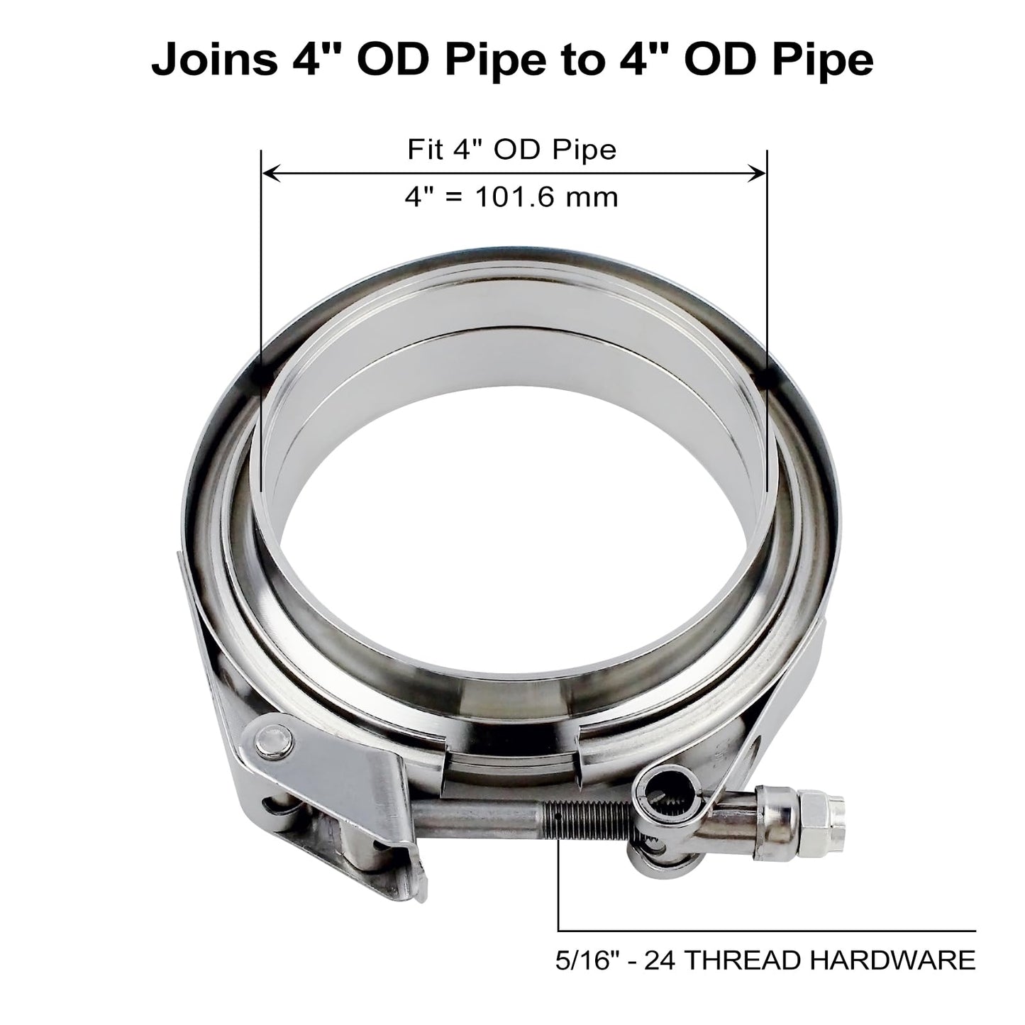 3 inch V Band Clamp - 2 sets of Quick Release Vband Exhaust Clamp with Flange Stainless Steel (3" - 2 Pack)