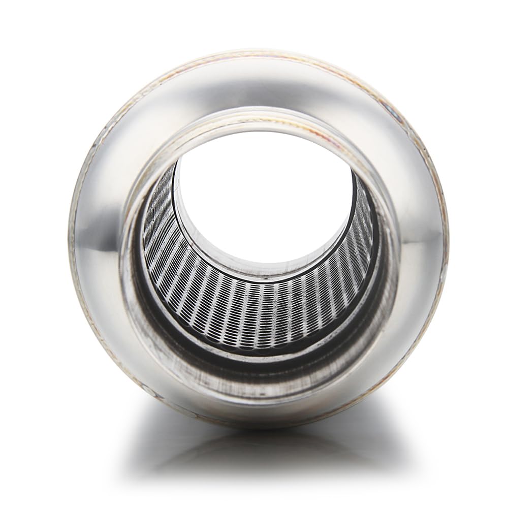 3" inlet/Outlet 12" Overall Length Stainless Steel Performance Muffler, Polished, Straight Through Design, Deep Tone