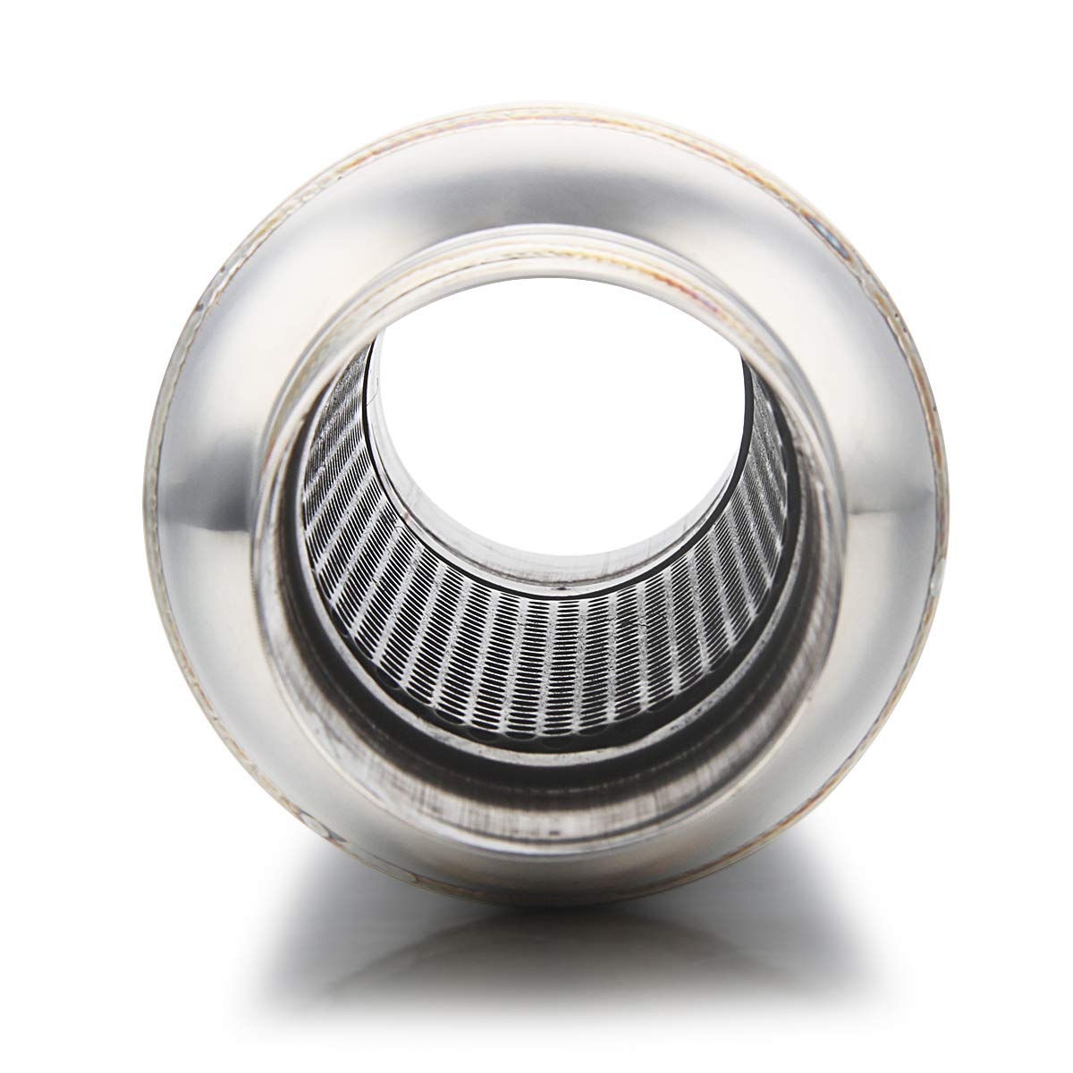 3" inlet/Outlet 12" Overall Length Stainless Steel Performance Muffler, Polished, Straight Through Design, Deep Tone