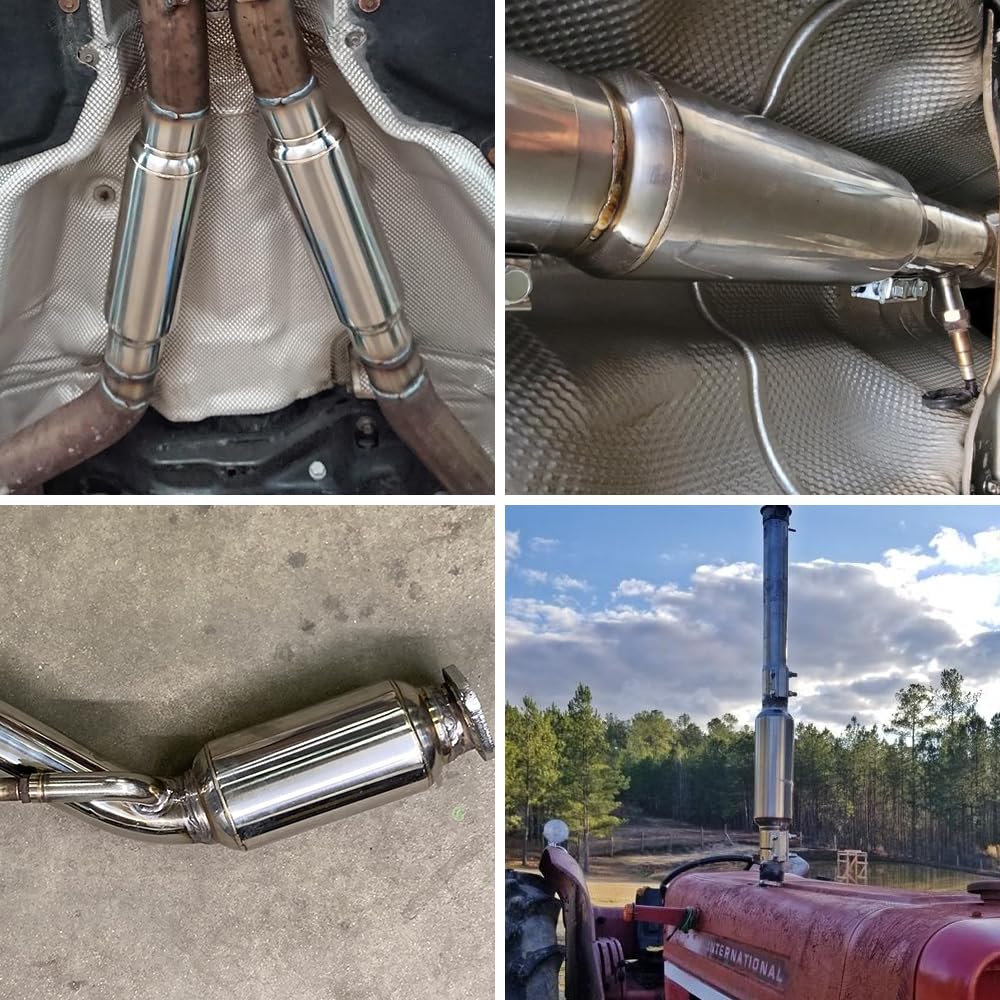 3" inlet/Outlet 12" Overall Length Stainless Steel Performance Muffler, Polished, Straight Through Design, Deep Tone