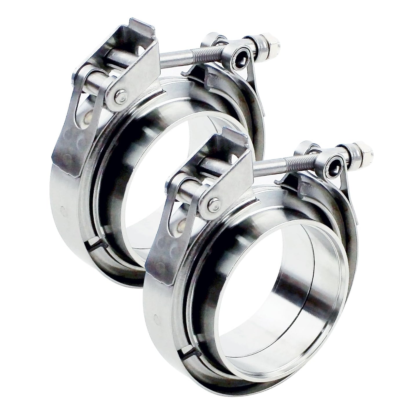 3 inch V Band Clamp - 2 sets of Quick Release Vband Exhaust Clamp with Flange Stainless Steel (3" - 2 Pack)