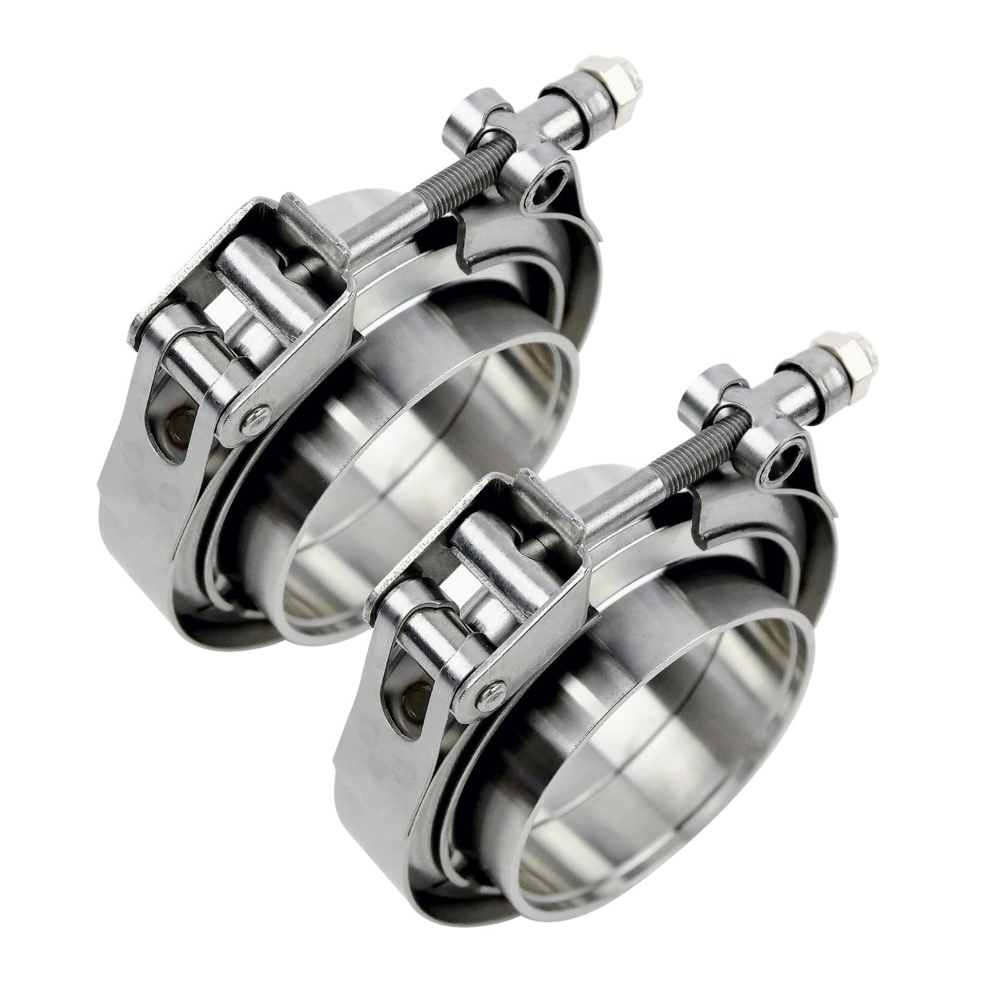 3 inch V Band Clamp - 2 sets of Quick Release Vband Exhaust Clamp with Flange Stainless Steel (3" - 2 Pack)