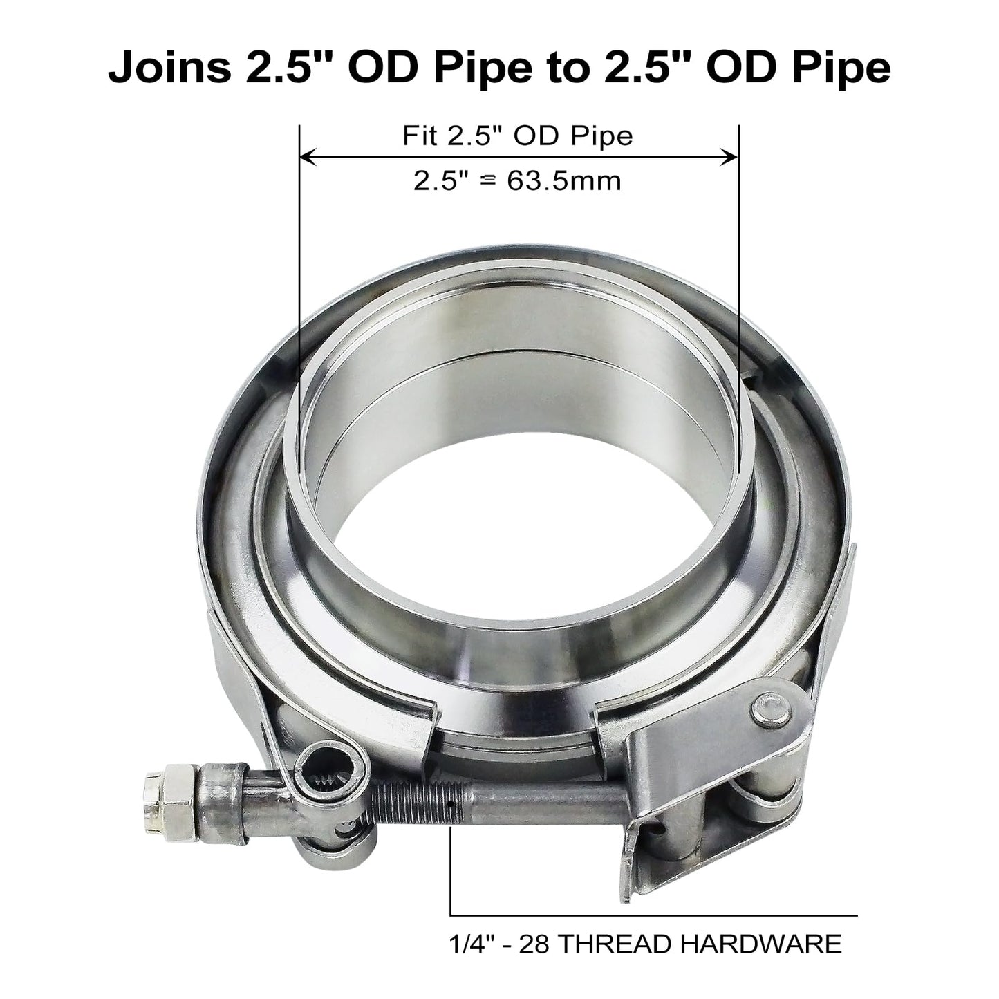 3 inch V Band Clamp - 2 sets of Quick Release Vband Exhaust Clamp with Flange Stainless Steel (3" - 2 Pack)