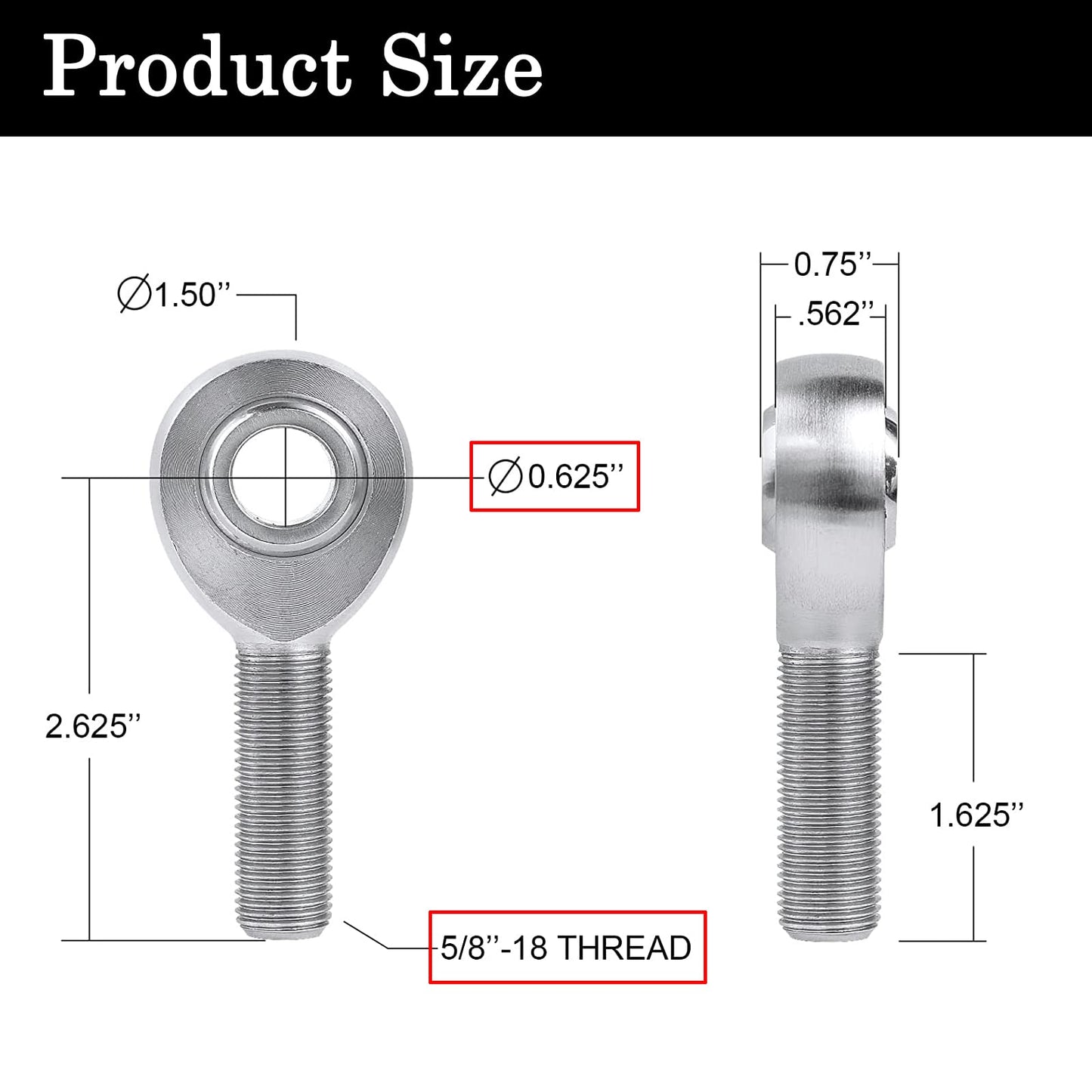 GaiRen 3/4'' Heim Joints Rod End Kit, 750” Chromoly Joints Panhard kit Right and Left Hand Thread (4 Pack)