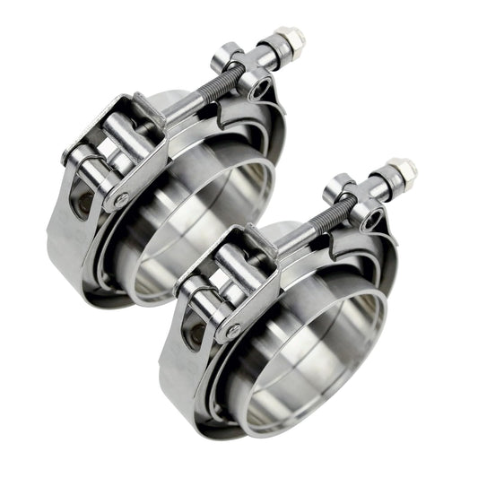 3 inch V Band Clamp - 2 sets of Quick Release Vband Exhaust Clamp with Flange Stainless Steel (3" - 2 Pack)
